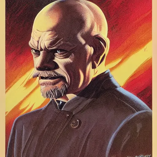 Prompt: portrait of vladimir lenin as evil gremlin by vincent di fate, artgrem, glenn fabry, jason edmiston, vivid colors, retro, comic book