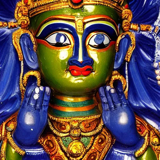 Prompt: a blue skinned hindu deity