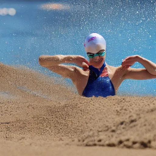 Image similar to olympic swimming in sand, instead of water there is sand, extremely coherent