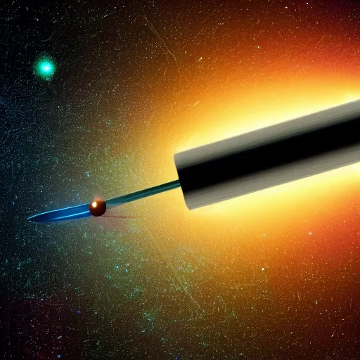 Image similar to A glowing needle in space