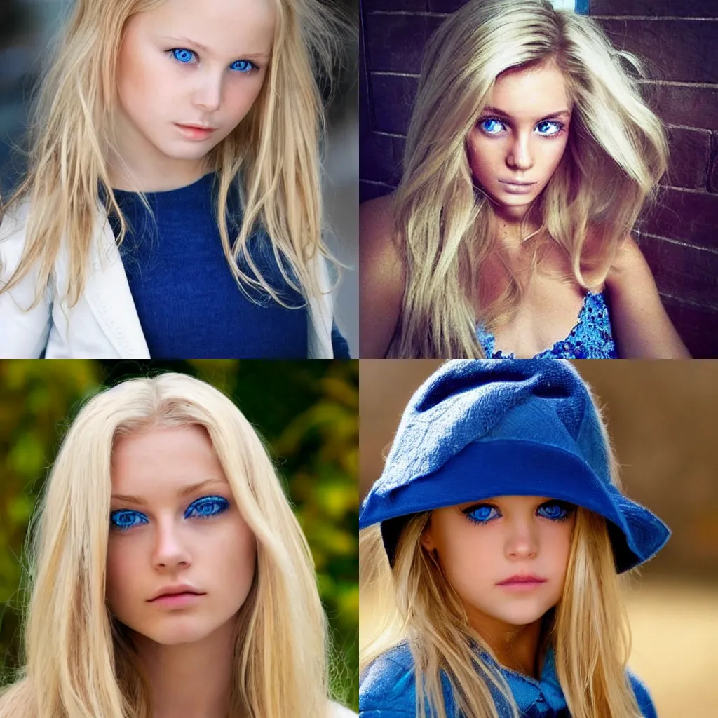 Prompt: most beautiful blond girl in the world with blue eyes