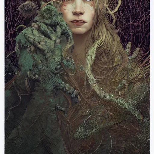 Prompt: a detailed portrait of a swamp witch, by victo ngai and justin gerard, digital art, realistic painting, high quality, very detailed, fantasy, dnd, character design, trending on artstation