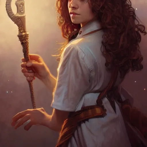 Prompt: ultra realistic illustration, hermione granger, intricate, elegant, highly detailed, digital painting, artstation, concept art, smooth, sharp focus, illustration, art by artgerm and greg rutkowski and alphonse mucha