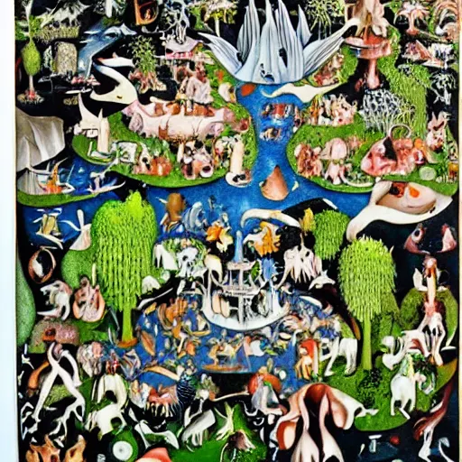 Image similar to a modern take on bosch garden of earthly delights, colored marker and black ink pen,