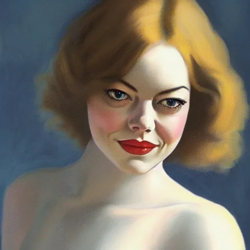 Image similar to emma stone painted by luis ricardo falero