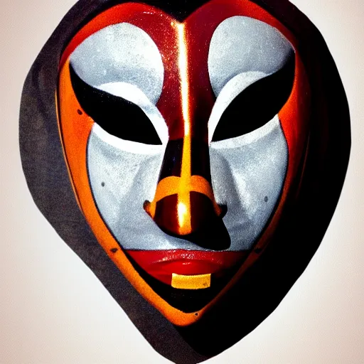 Image similar to harlequin mask, cinematic,