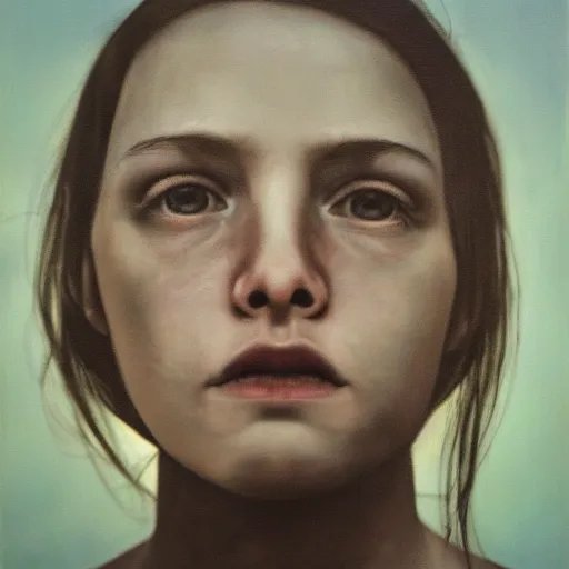 Image similar to face of a young girl in the moon light, ambient lighting, moody, emotive, photo realistic, chuck close