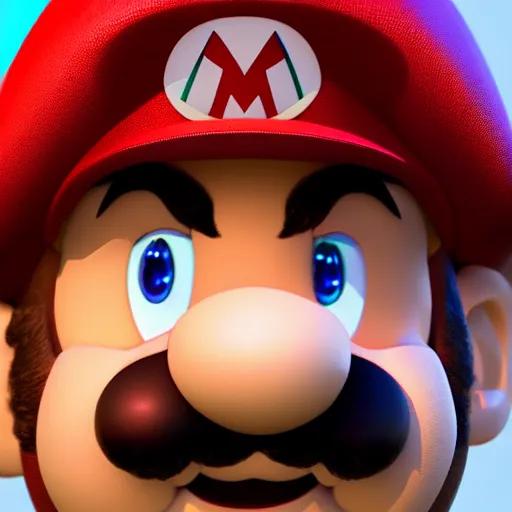 Image similar to portrait of highly detailed realistic mario made from blender - 8K with ray tracing