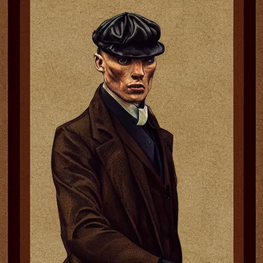 Image similar to a portrait of tommy shelby from the peaky blinders in front of atlantis, in the style of Benjamin Bader, sharp, highly detailed, realistic face, digital art, epic, fantasy, artstation