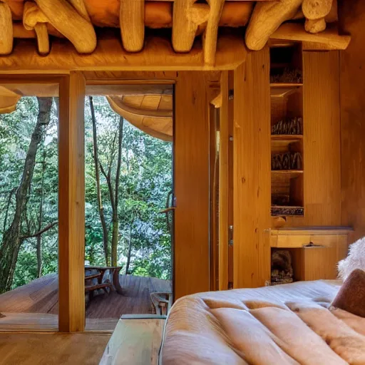 Prompt: interior of an epic treehouse. modern design. - 9