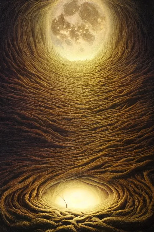 Image similar to Intricate stunning highly detailed mother earth, 🌱, by agostino arrivabene and Vladimir Kush, surreal, digital painting, ultra realistic, Horror vacui, dramatic lighting, full moon, thick black swirling smoke tornado, burning fire embers, artstation