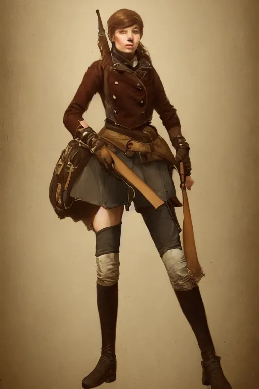 Prompt: hyper realistic photo of victorian hunter girl full body, cinematic, artstation, cgsociety, greg rutkowski, brom