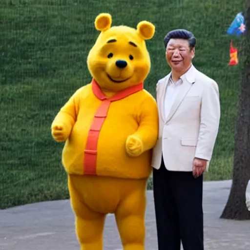 Image similar to Xi Jingping looking like Winnie the Pooh, parody