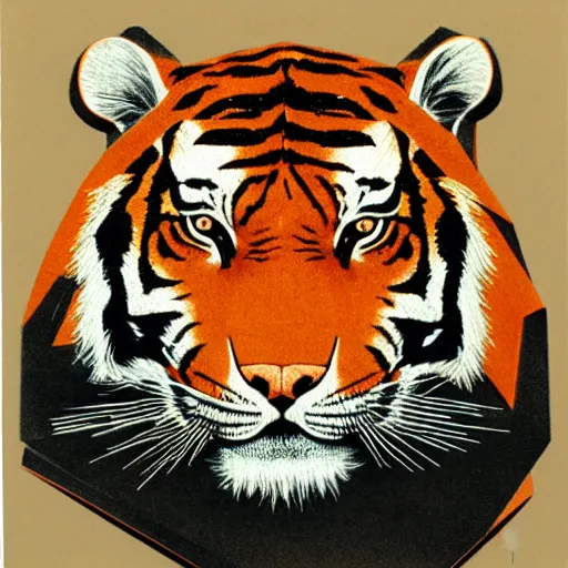 Image similar to [ origami tiger ] by syd mead