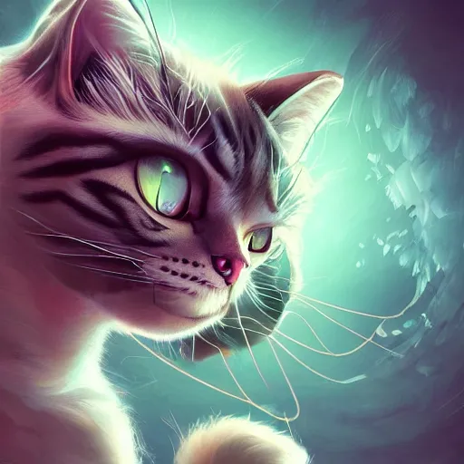 Image similar to a fusion of a cat and a demon, hyperdetailed, artstation, cgsociety, 8 k