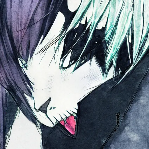 Image similar to a baby kitten vampire art by sui ishida