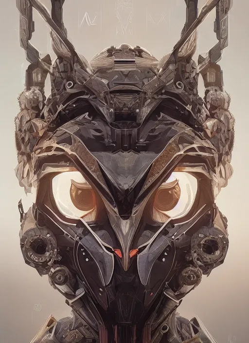 Prompt: symmetry!! portrait of owl alien in the style of horizon zero dawn, machine face, intricate, elegant, highly detailed, digital painting, artstation, concept art, smooth, sharp focus, illustration, art by artgerm and greg rutkowski and alphonse mucha, 8 k