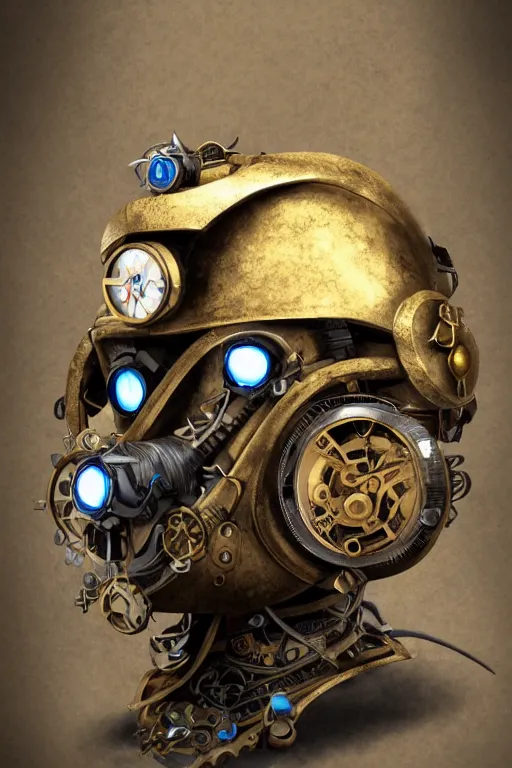 Image similar to steampunk mask minimalist fantasy art robot ninja helmet, global illumination ray tracing hdr fanart arstation by sung choi and eric pfeiffer and gabriel garza and casper konefal chaykin howard and campionpascale and cooke darwyn and davis jack