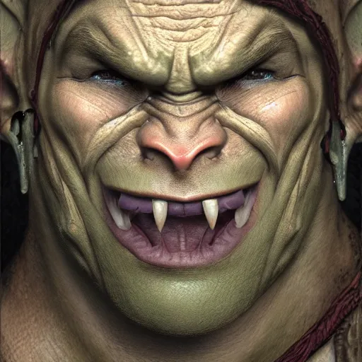 Image similar to a detailed portrait of an orc boy child, art illustration, incredibly highly detailed and realistic, 8 k, sharp focus