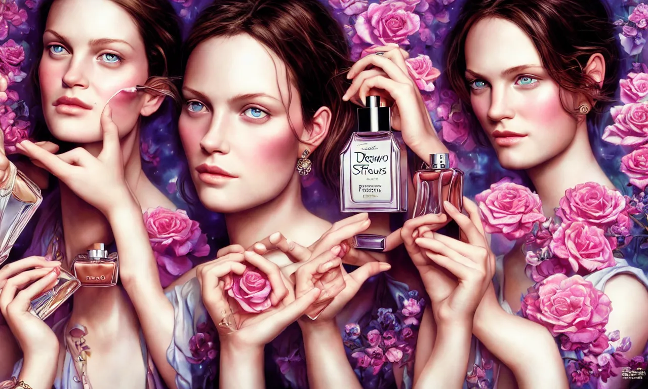 Image similar to portrait fragrance advertising campaign by drew struzan, highly detailed