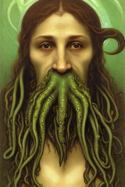 Prompt: portrait of a cthulhu, single person, by bouguereau