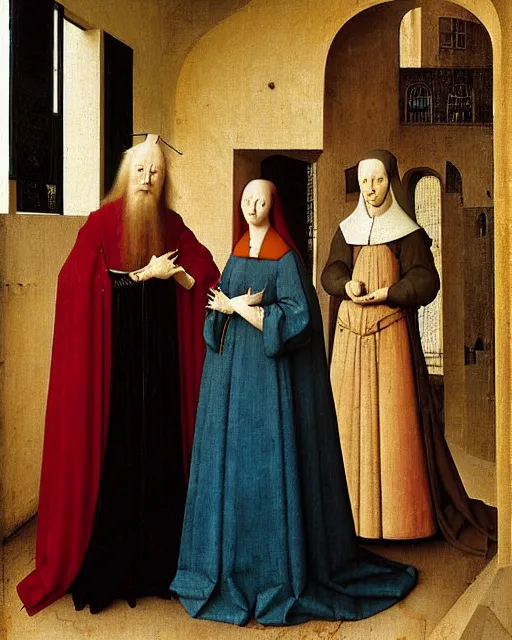 Image similar to The Arnolfini Portrait By Jan van Eyck painting by Hieronymus Bosch