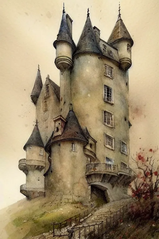 Image similar to (((((1950s castle. muted colors.))))) by Jean-Baptiste Monge !!!!!!!!!!!!!!!!!!!!!!!!!!!