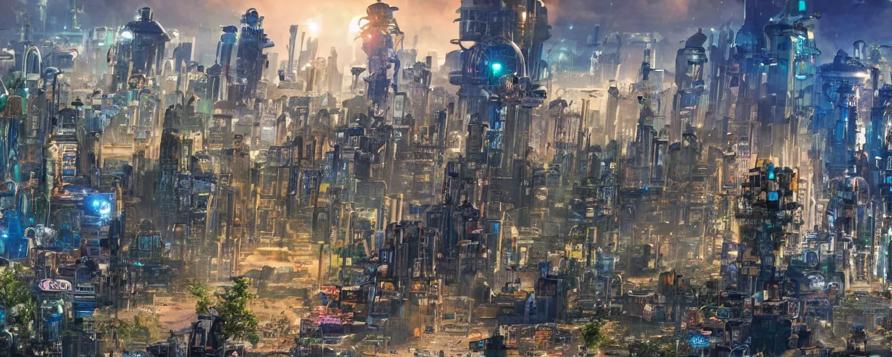 Prompt: A city in the OASIS from Ready Player One