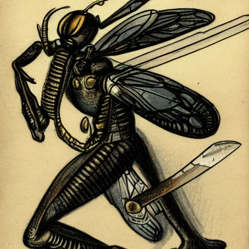 Image similar to humanization wasp with sword