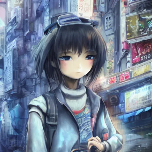 Image similar to dynamic composition, motion, ultra-detailed, incredibly detailed, a lot of details, amazing fine details and brush strokes, colorful and grayish palette, smooth, HD semirealistic anime CG concept art digital painting, watercolor oil painting of Clean and detailed post-cyberpunk sci-fi close-up schoolgirl in asian city in style of cytus and deemo, blue flame, relaxing, calm and mysterious vibes,, by a Chinese artist at ArtStation, by Huang Guangjian, Fenghua Zhong, Ruan Jia, Xin Jin and Wei Chang. Realistic artwork of a Chinese videogame, gradients, gentle an harmonic grayish colors. set in half-life 2, Matrix, GITS, Blade Runner, Neotokyo Source, Syndicate(2012), dynamic composition, beautiful with eerie vibes, very inspirational, very stylish, with gradients, surrealistic, dystopia, postapocalyptic vibes, depth of field, mist, rich cinematic atmosphere, perfect digital art, mystical journey in strange world