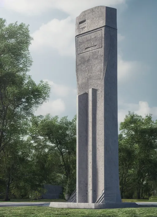 Image similar to highly detailed realistic architecture 3 d render of a futurisctic stele monument made from little atomiums standing near a highway, archdaily, made in unreal engine 4 octane render