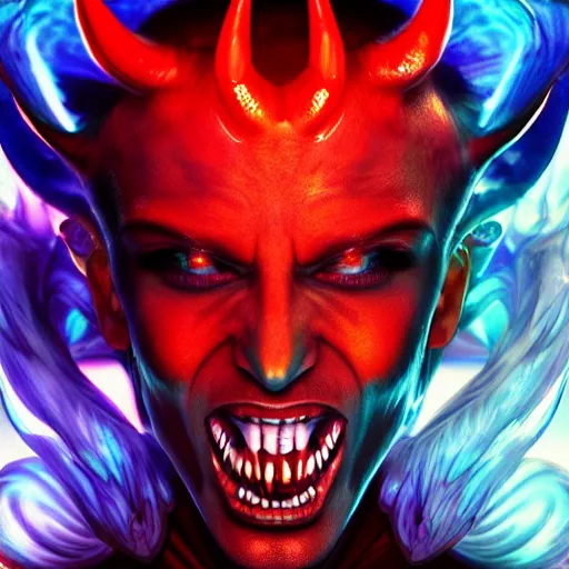 Image similar to Photorealistic devil king. Hyperdetailed photorealism, 108 megapixels, amazing depth, glowing rich colors, powerful imagery, psychedelic Overtones, 3D finalrender, 3d shading, cinematic lighting, artstation concept art