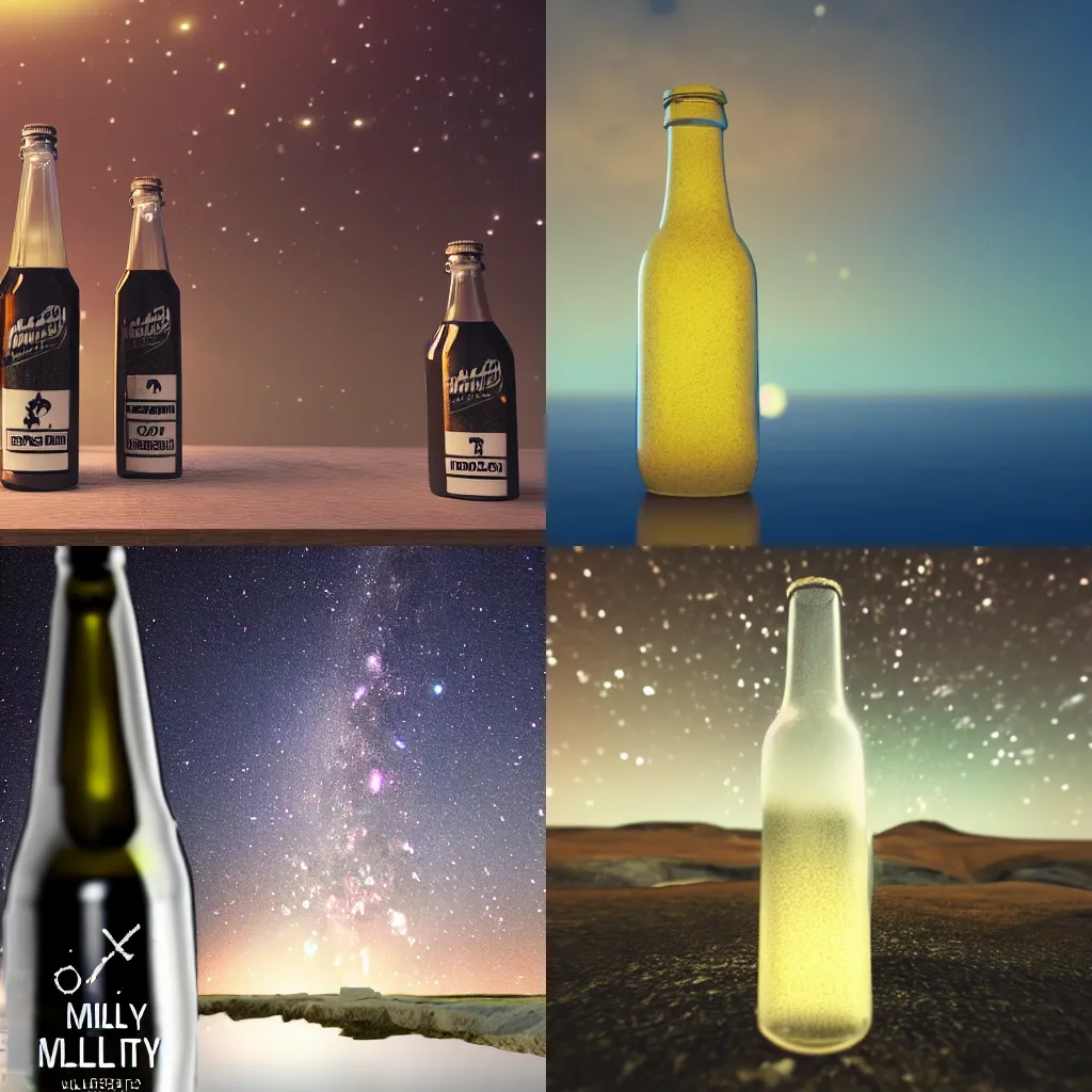 Prompt: the milky way in a glass bottle, unreal engine, octane render