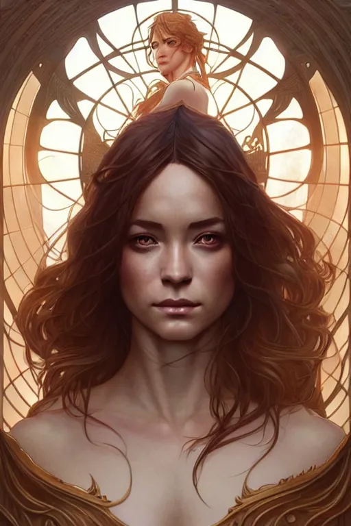 Image similar to symmetry!! intense fanart of alizee as acotar protagonist, intricate, elegant, highly detailed, my rendition, digital painting, artstation, concept art, smooth, sharp focus, illustration, art by artgerm and greg rutkowski and alphonse mucha