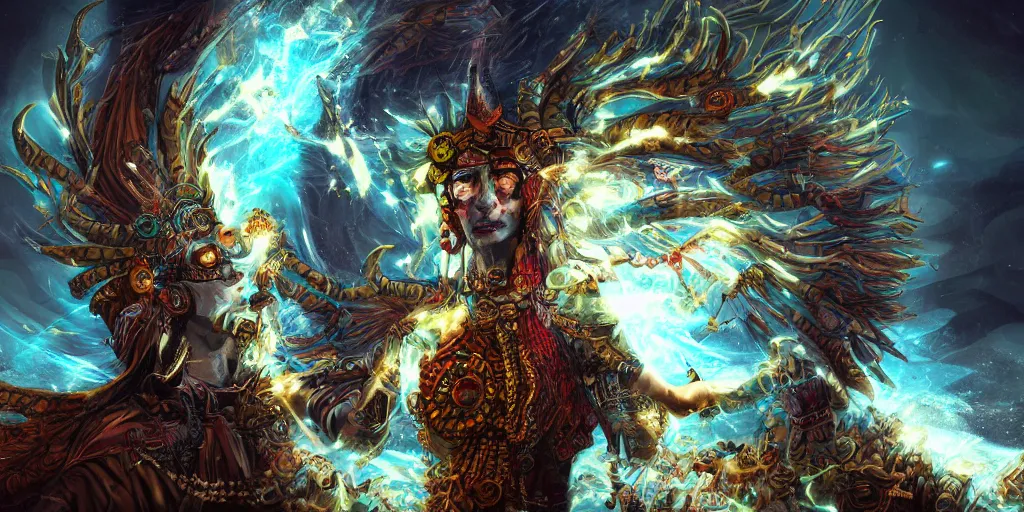 Prompt: cosmic shaman, fantasy apocalypse, digital art, 4 k