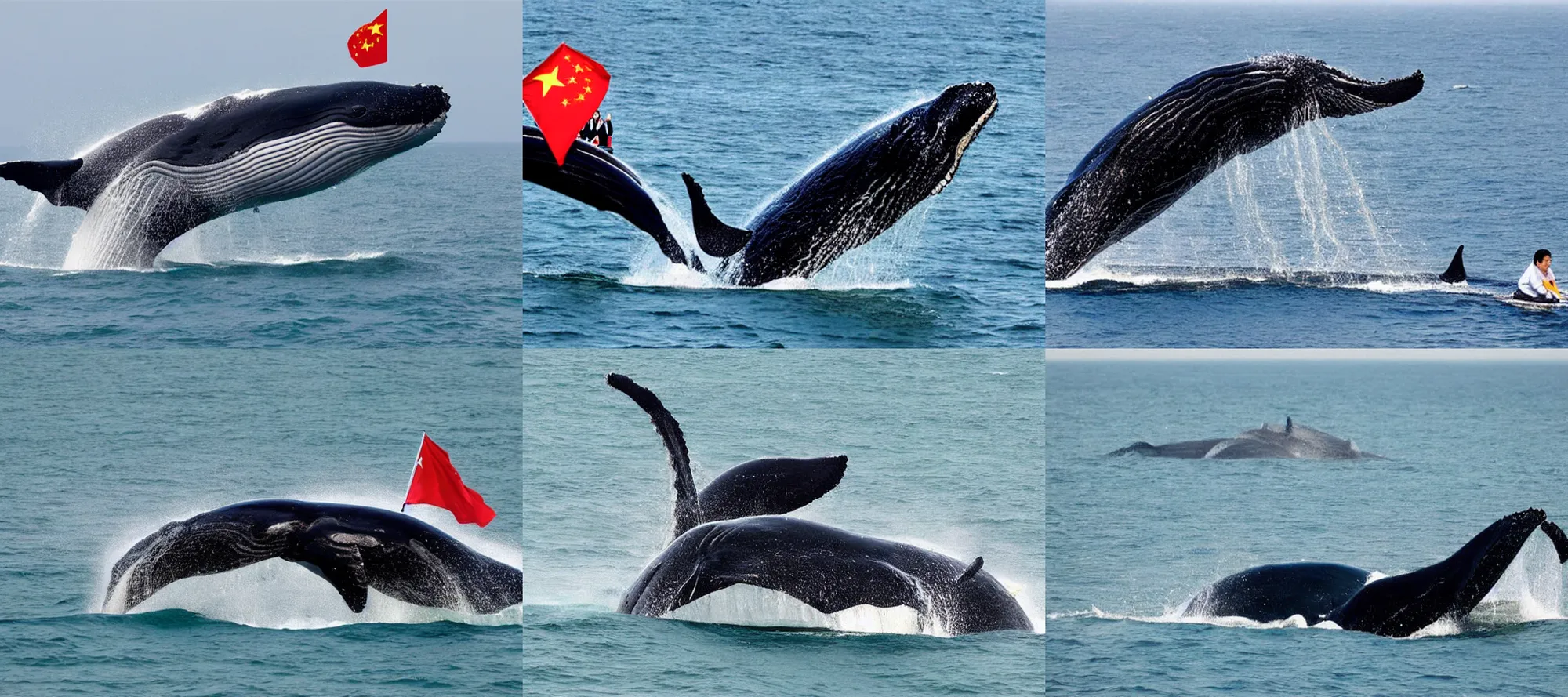 Prompt: Xi Jinping riding a whale in the sea