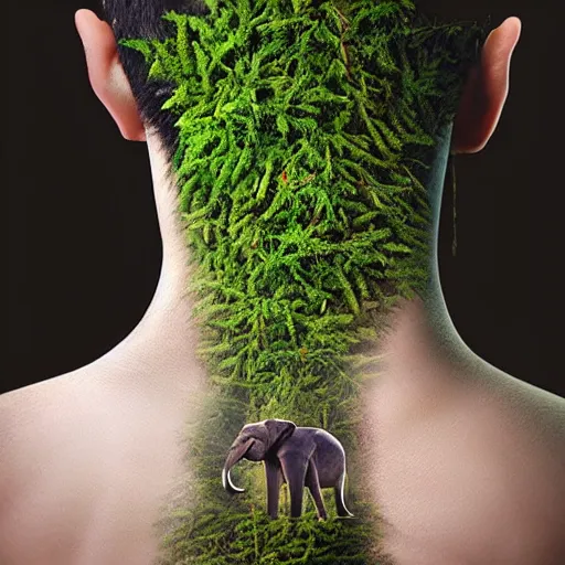 Image similar to a forest growing from an elephants back