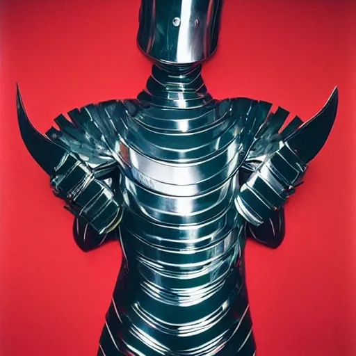 Image similar to a paladin wearing issey miyake armor in a club, portrait, fashion photography, by davide sorrenti, jemal shabazz, nan goldin