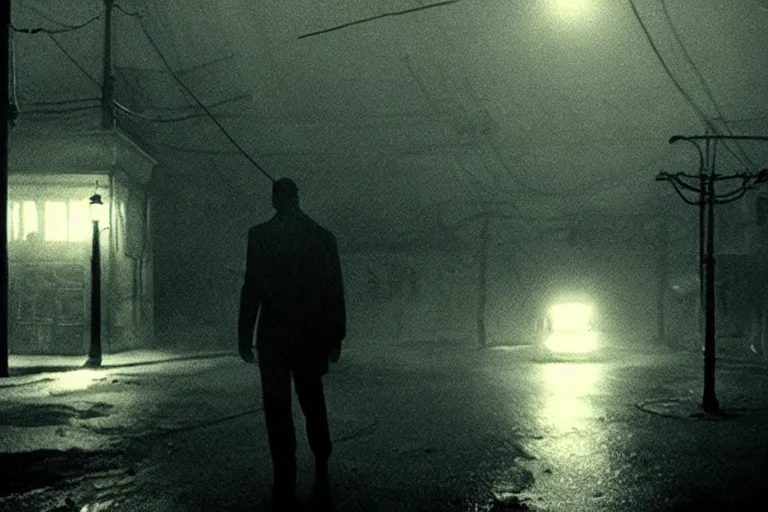 Image similar to film still of innsmouth, cinematic, moody, gritty neon noir by emmanuel lubezki