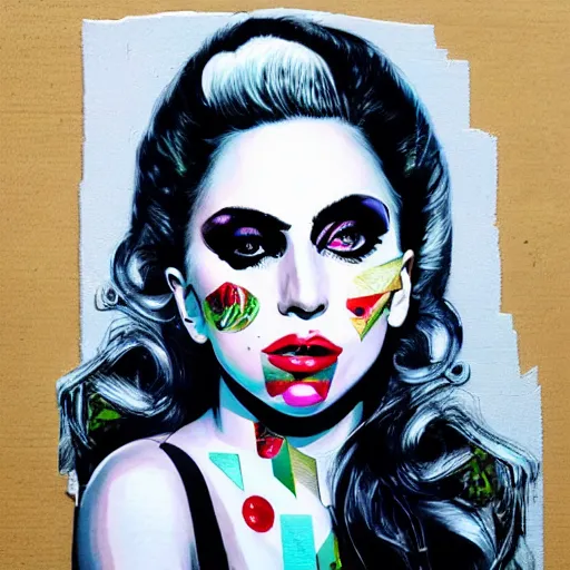 Image similar to a portrait of Lady Gaga, by Sandra Chevrier