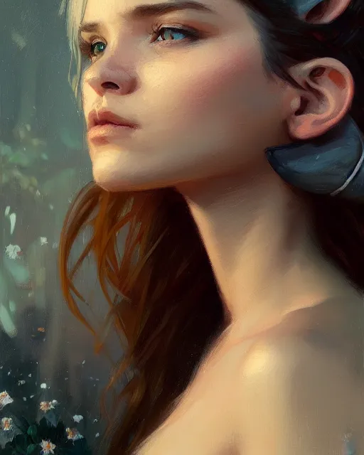 Prompt: a potrait of a girl with fox ears, fine details. night setting. realistic shaded lighting poster by craig mullism, artgerm, jeremy lipkin and michael garmash, unreal engine, radiant light, detailed and intricate environment, digital art, trending on art station