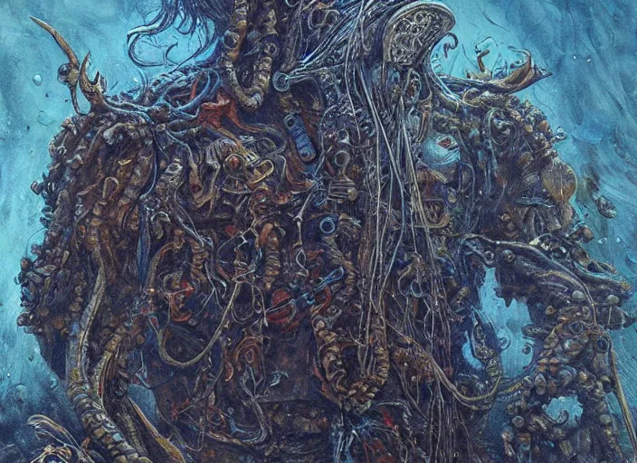 Prompt: a highly detailed beautiful davy jones, james gurney, james jean