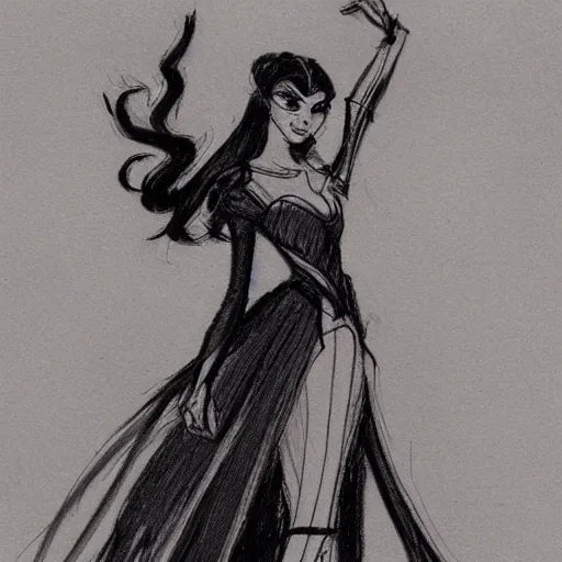 Image similar to milt kahl sketch of victoria justice with tendrils hair style as princess padme from star wars episode 3