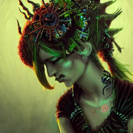 Image similar to eco punk, goblin girl goth, fantasy art, high detail, 4k