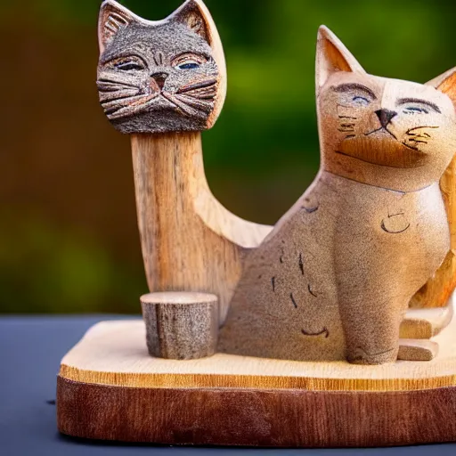 Image similar to wooden statue of a cat on bread