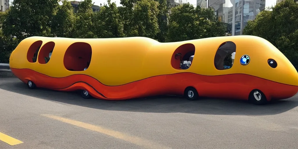 Prompt: “2020 BMW Oscar Meyer Wienermobile”