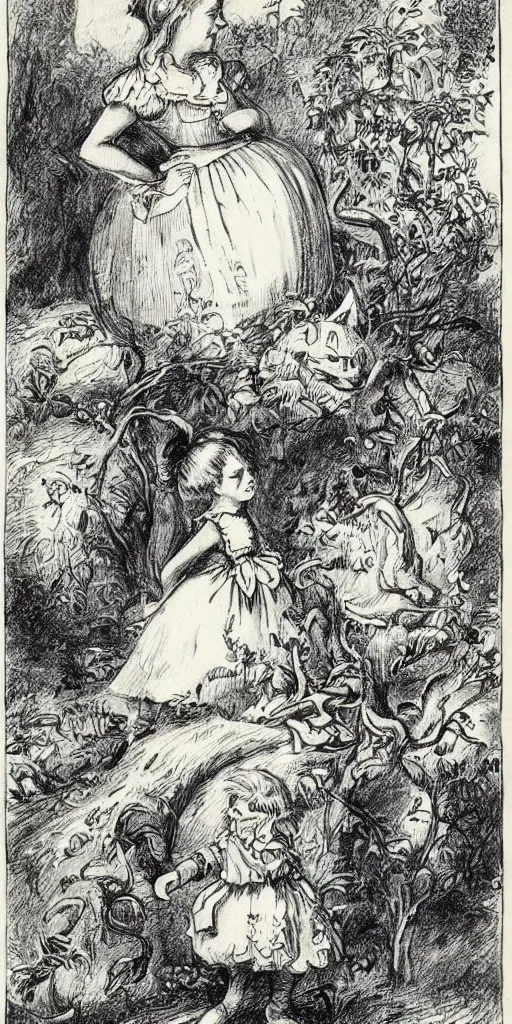 Image similar to Tenniel illustration of Alice in Wonderland Lewis Carrol