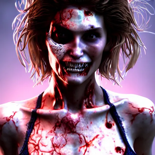 Image similar to portrait of eighties cindy crawford as a zombie, 7 days to die zombie, fine art, award winning, intricate, elegant, sharp focus, cinematic lighting, highly detailed, digital painting, 8 k concept art, art by guweiz and z. w. gu, masterpiece, trending on artstation, 8 k