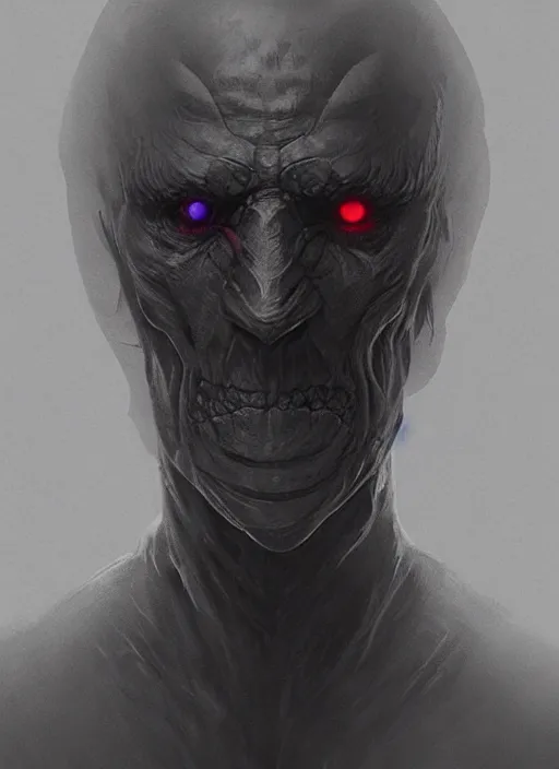 Prompt: concept art of a character with a black robe, glowing eye, digital art, trending on artstation, wayne barlowe and zdzislaw beksinski