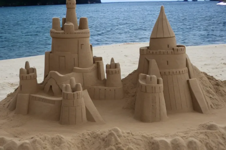 Prompt: a completed sand castle